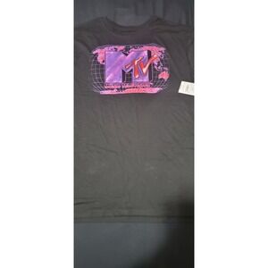 MTV‎ Music Television Graphic T-shirt Men Large Black Long Sleeve XL